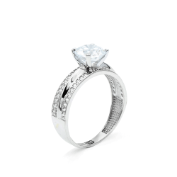 Inel din aur alb cu pietre Cubic Zirconia Incolor