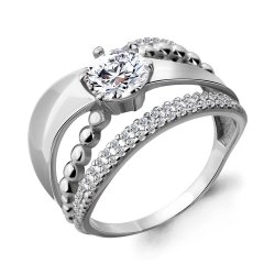 Inel din aur alb cu pietre Cubic Zirconia Incolor