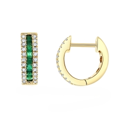 Cercei Creole din aur galben cu pietre Diamant, Safire multicolore