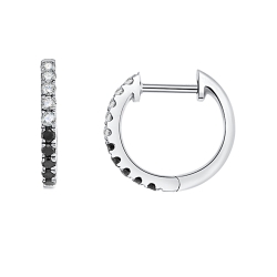 Cercei Creole din aur alb cu pietre Diamant, Diamant negru
