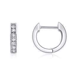 Cercei Creole din aur alb cu pietre Diamant