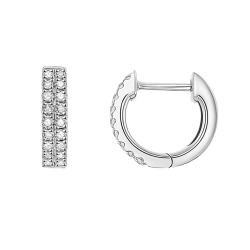 Cercei Creole din aur alb cu pietre Diamant