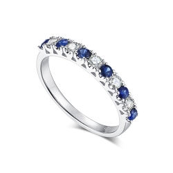 Inel din aur alb cu pietre Diamant, Safir