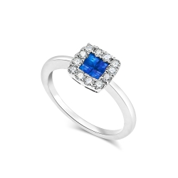 Inel din aur alb cu pietre Diamant, Safir