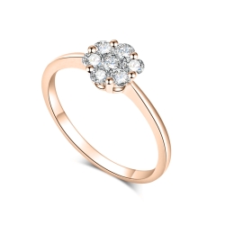Inel din aur roz cu pietre Diamant