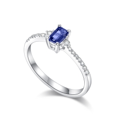 Inel din aur alb cu pietre Diamant, Safir