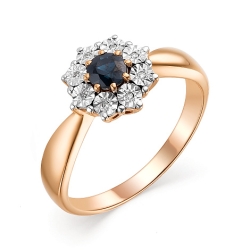 Inel din aur roz cu pietre Diamant, Safir