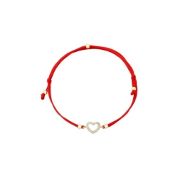 Brățară Love din aur galben cu pietre Cubic Zirconia Incolor, Textil