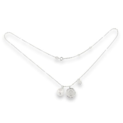 Colier din argint  cu pietre Cubic Zirconia Incolor, Perla Albă