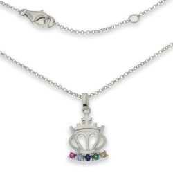 Colier din argint  cu pietre Cubic Zirconia Roz, Cubic Zirconia Albastru și Cubic Zirconia Verde