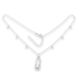 Colier din argint  cu pietre Cubic Zirconia Incolor