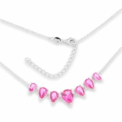Colier din argint  cu pietre Cubic Zirconia Roz