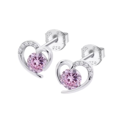 Cercei din argint cu Cubic Zirconia Incolor, Cubic Zirconia Roz