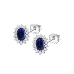 Cercei din argint cu Cubic Zirconia Incolor, Cubic Zirconia Albastru