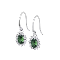 Cercei din argint cu Cubic Zirconia Incolor, Cubic Zirconia Verde