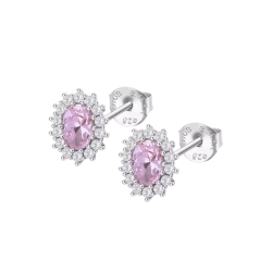 Cercei din argint cu Cubic Zirconia Incolor, Cubic Zirconia Roz