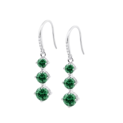 Cercei din argint cu Cubic Zirconia Incolor, Cubic Zirconia Verde