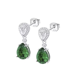 Cercei din argint cu Cubic Zirconia Incolor, Cubic Zirconia Verde
