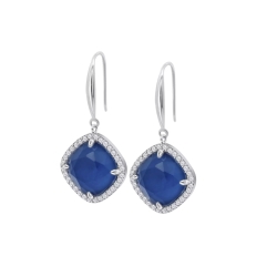 Cercei din argint cu Cubic Zirconia Incolor, Cubic Zirconia Albastru