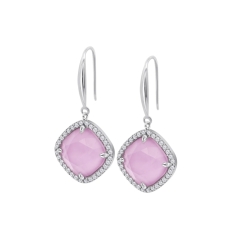 Cercei din argint cu Cubic Zirconia Incolor, Cubic Zirconia Roz