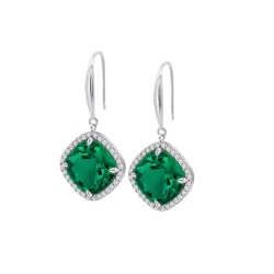 Cercei din argint cu Cubic Zirconia Incolor, Cubic Zirconia Verde