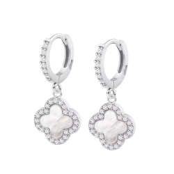 Cercei din argint cu Cubic Zirconia Incolor, Sidef Alb