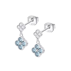 Cercei din argint cu Cubic Zirconia Incolor, Cubic Zirconia Albastru