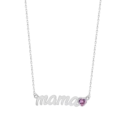 Colier din argint cu Cubic Zirconia Roz