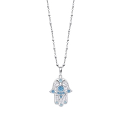 Colier din argint cu Cubic Zirconia Incolor, Cubic Zirconia Albastru