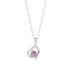 Colier din argint cu Cubic Zirconia Incolor, Cubic Zirconia Roz