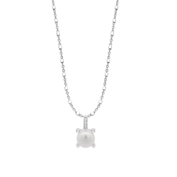 Colier din argint cu Cubic Zirconia Incolor, Perla Albă