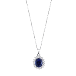 Colier din argint cu Cubic Zirconia Incolor, Cubic Zirconia Albastru