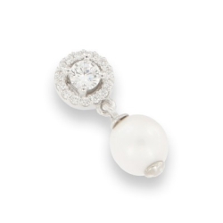 Pandantiv din argint  cu pietre Cubic Zirconia Incolor, Perla Imit.
