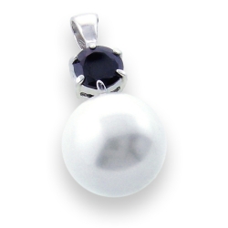 Pandantiv din argint  cu pietre Cubic Zirconia Negru, Perla Imit.