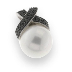 Pandantiv din argint  cu pietre Cubic Zirconia Negru, Perla Imit.