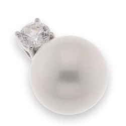 Pandantiv din argint  cu pietre Cubic Zirconia Incolor, Perla Imit.