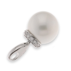 Pandantiv din argint  cu pietre Cubic Zirconia Incolor, Perla Imit.