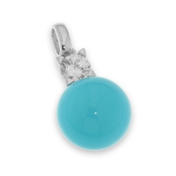 Pandantiv din argint  cu pietre Cubic Zirconia Incolor, Turcoază (sint.)