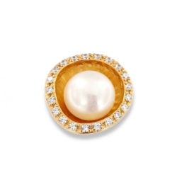 Pandantiv din argint placat cu aur  cu Cubic Zirconia Incolor, Perla Imit.