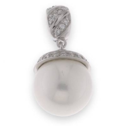 Pandantiv din argint  cu pietre Cubic Zirconia Incolor, Perla Imit.