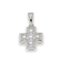 Cruce din argint  cu pietre Cubic Zirconia Incolor