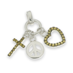 Pandantiv din argint  cu pietre Cubic Zirconia Galben