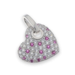 Pandantiv din argint  cu pietre Cubic Zirconia Incolor, Cubic Zirconia Roz