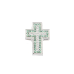 Cruce din argint  cu pietre Cubic Zirconia Incolor, Cubic Zirconia Verde