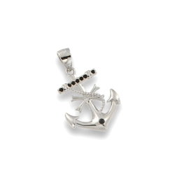 Pandantiv din argint  cu pietre Cubic Zirconia Negru