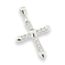 Cruce din argint  cu pietre Cubic Zirconia Incolor