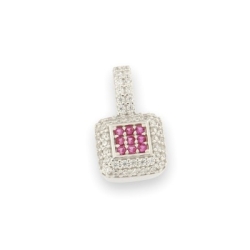 Pandantiv din argint  cu pietre Cubic Zirconia Incolor, Cubic Zirconia Roz