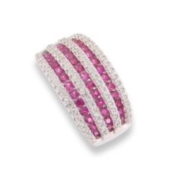 Pandantiv din argint  cu pietre Cubic Zirconia Incolor, Corindon (rubin)