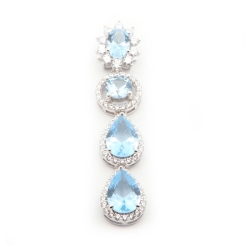 Pandantiv din argint  cu pietre Cubic Zirconia Incolor, Cubic Zirconia Albastru