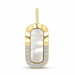 Pandantiv din aur galben cu Diamant, Sidef Alb